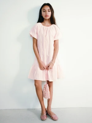 MANGO KIDS - Baleriny z siateczki z cyrkoniami blady róż - - Dzieci