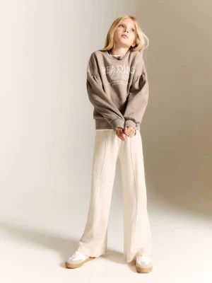 MANGO KIDS - Bawełniana bluza z haftem średni brązowy - lata - Dzieci