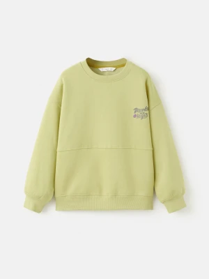 MANGO KIDS - Bawełniana bluza ze wzorem zieleń lima - lata - Dzieci