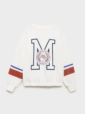 MANGO KIDS - Bawełniana bluza ze wzorem złamana biel - lata - Dzieci