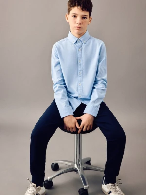 MANGO KIDS - Bawełniana koszula Oxford błękitny - - Dzieci