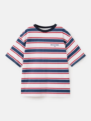 MANGO KIDS - Bawełniana koszulka w pasy czerwony - lata - Dzieci