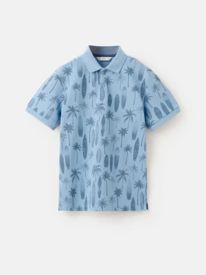 MANGO KIDS - Bawełniane polo z nadrukiem błękitny - lata - Dzieci