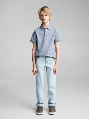 MANGO KIDS - Bawełniane polo z nadrukiem niebieski - lata - Dzieci