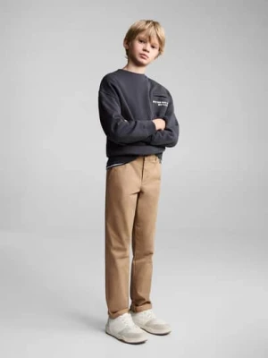 MANGO KIDS - Bawełniane spodnie chinos beżowy - - Dzieci