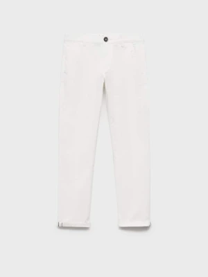 MANGO KIDS - Bawełniane spodnie chinos biały - - Dzieci