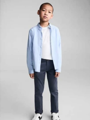 MANGO KIDS - Bawełniane spodnie chinos niebieski - - Dzieci