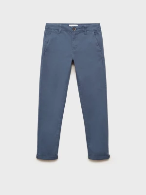 MANGO KIDS - Bawełniane spodnie chinos niebieski - - Dzieci