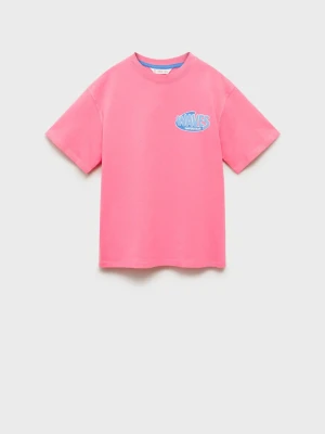 MANGO KIDS - Bawełniany wzorzysty t-shirt fuksja - lata - Dzieci