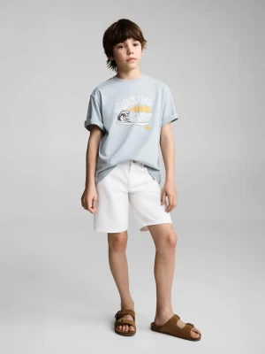 MANGO KIDS - Koszulka z surferskim nadrukiem jasny / pastelowy szary - lata - Dzieci