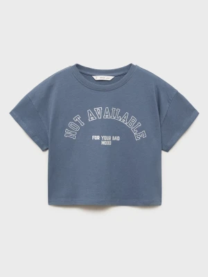 MANGO KIDS - Bawełniany wzorzysty t-shirt niebieski indygo  - lata - Dzieci