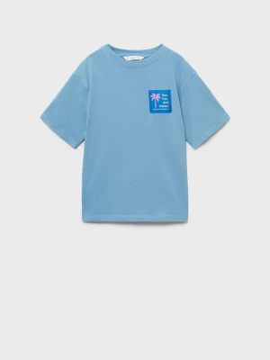 MANGO KIDS - Bawełniany wzorzysty t-shirt niebieski - lata - Dzieci