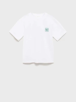 MANGO KIDS - Bawełniany wzorzysty t-shirt złamana biel - lata - Dzieci