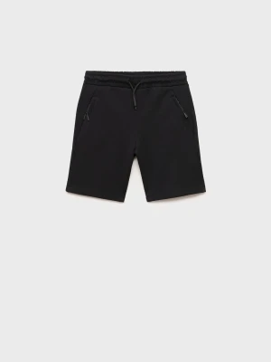 MANGO KIDS - Bermudy bawełniane z troczkami czarny - lata - Dzieci