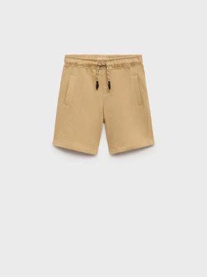 MANGO KIDS - Bermudy bawełniane z troczkami ochra - lata - Dzieci