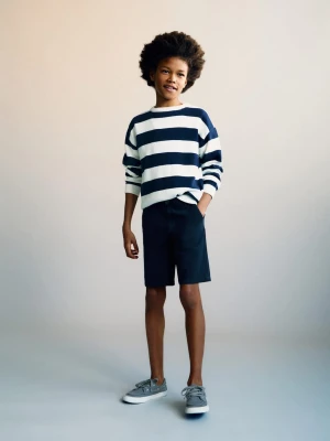 MANGO KIDS - Bermudy chino z lnu ciemnogranatowy - - Dzieci
