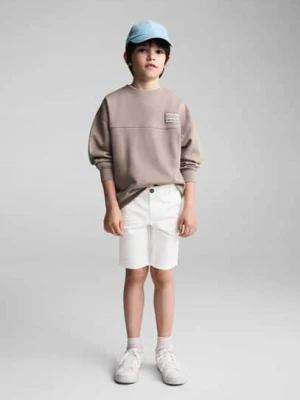 MANGO KIDS - Bermudy chinosy slim fit z bawełny biały - - Dzieci