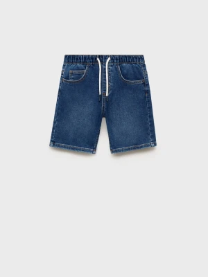 MANGO KIDS - Bermudy dżinsowe z troczkami ciemnoniebieski - - Dzieci