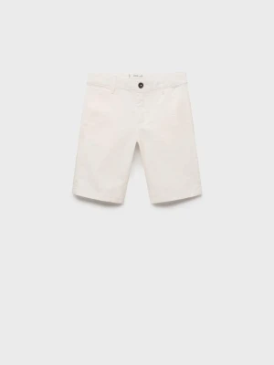 MANGO KIDS - Bermudy o fasonie chinos z bawełny biały - - Dzieci