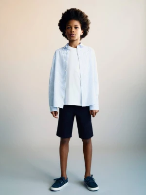 MANGO KIDS - Bermudy o fasonie chinos z bawełny ciemnogranatowy - - Dzieci