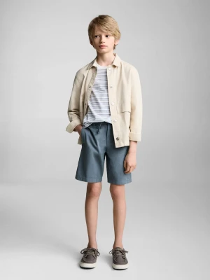 MANGO KIDS - Bermudy z elastycznym pasem niebieski - - Dzieci