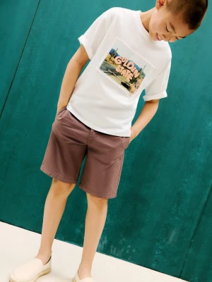 MANGO KIDS - Bermudy z elastycznym pasem winny - - Dzieci
