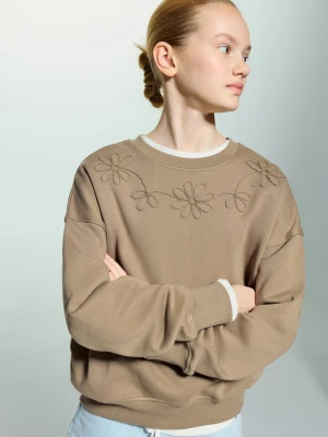 Bluza bawełniana z haftem brązowy - Dzieci - lata - MANGO KIDS