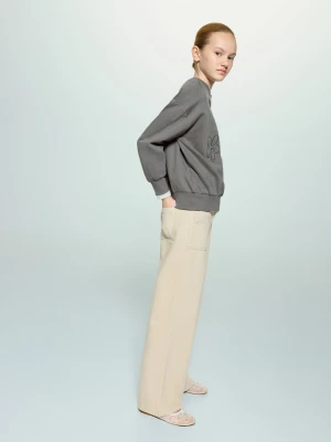 Bluza bawełniana z haftowanymi kwiatami antracytowy - Dzieci - lata - MANGO KIDS