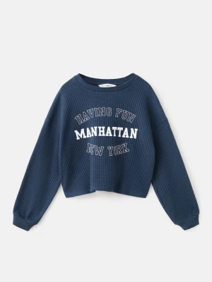 MANGO KIDS - Bawełniana bluza ze wzorem granatowy - lata - Dzieci