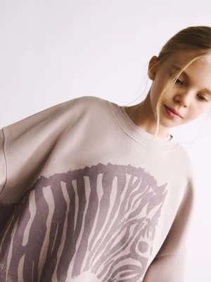 Bluza oversize z nadrukiem różowy - Dzieci - lata - MANGO KIDS