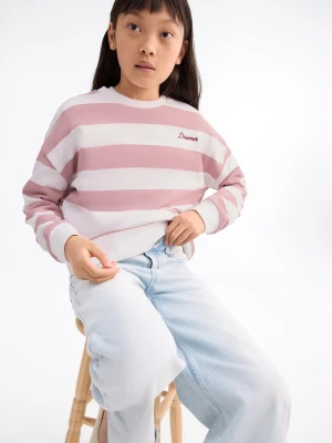 MANGO KIDS - Bluza w paski z haftowanym napisem różowy - lata - Dzieci