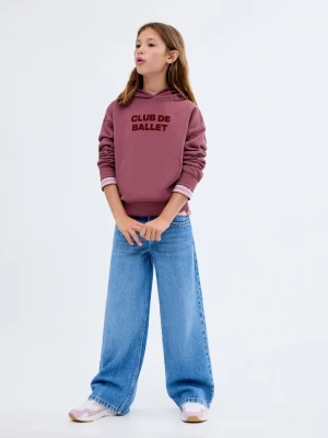MANGO KIDS - Bluza z kapturem i nadrukiem wiśniowy - lata - Dzieci