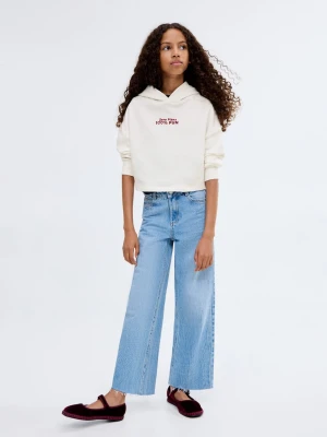 MANGO KIDS - Bluza z kapturem i nadrukiem złamana biel - lata - Dzieci