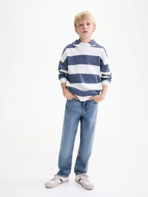 MANGO KIDS - Bluza z kapturem w paski niebieski - lata - Dzieci