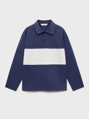 MANGO KIDS - Bluza z nadrukiem i kołnierzykiem polo granatowy - lata - Dzieci