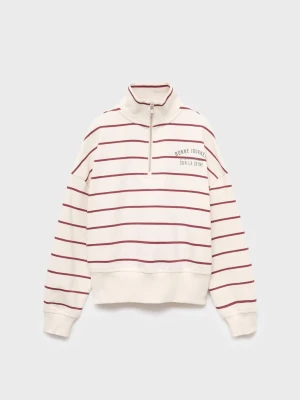 MANGO KIDS - Bluza w paski z napisem złamana biel - lata - Dzieci