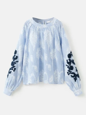 Bluzka kwiatowy haft błękitny - Dzieci - - MANGO KIDS