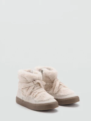 MANGO KIDS - Botki ze skórzanymi detalami piaskowy - - Dzieci