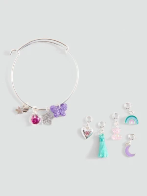 MANGO KIDS - Bransoletka z łączonymi charmsami srebrny - Rozmiar uniwersalny - Dzieci