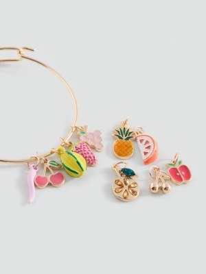 MANGO KIDS - Bransoletka z łączonymi charmsami srebrny - Rozmiar uniwersalny - Dzieci