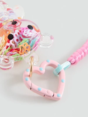 MANGO KIDS - Brelok z misiem różowy - Rozmiar uniwersalny - Dzieci