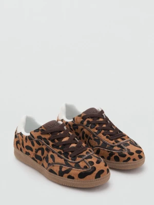 MANGO KIDS - Buty sportowe skórzane w lamparcie cętki czarny - - Dzieci