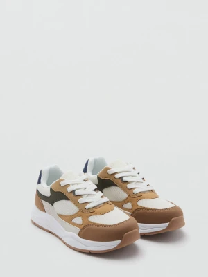 MANGO KIDS - Buty sportowe sznurowane ze wstawkami beżowy - - Dzieci