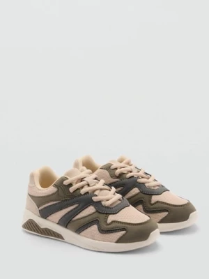 MANGO KIDS - Buty sportowe sznurowane ze wstawkami khaki - - Dzieci