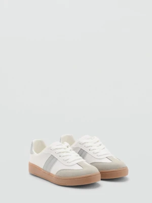 MANGO KIDS - Buty sportowe ze skórzanymi wstawkami biały - - Dzieci