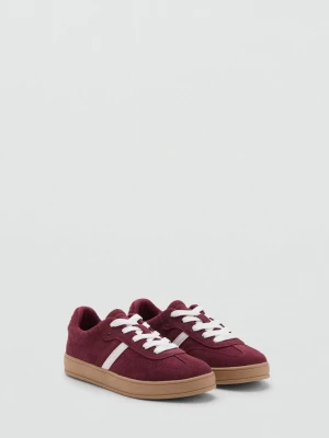 MANGO KIDS - Buty sportowe ze skórzanymi wstawkami burgund - - Dzieci