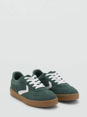MANGO KIDS - Buty sportowe ze skórzanymi wstawkami ciemnozielony - - Dzieci
