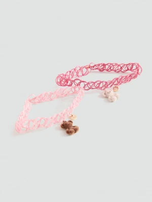 MANGO KIDS - Choker z koralikami blady róż - Rozmiar uniwersalny - Dzieci