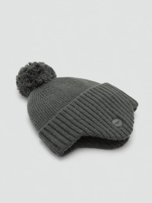 MANGO KIDS - Czapka uszanka z dzianiny khaki -  lata - Dzieci