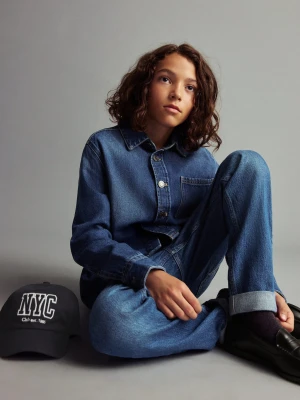 MANGO KIDS - Czapka z wyhaftowaną literą granatowy -  lata - Dzieci